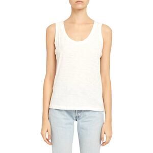 Theory White Scoop Tank Top Pima Cotton Medium Quiet Luxury Clean girl Minimal